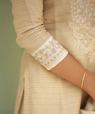 Ivory Harvest Tussar Silk 3-Piece Set with Pockets