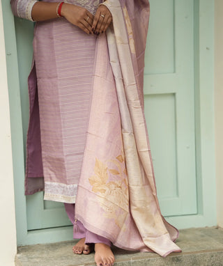 Rose Quartz Tussar Silk Festive 3-Piece Set with Pockets