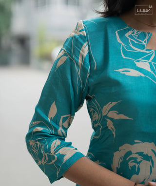 aqua bloomline kurti 3/4 sleeve