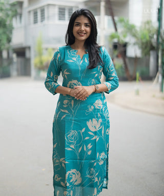 aqua bloomline muslin kurti front view