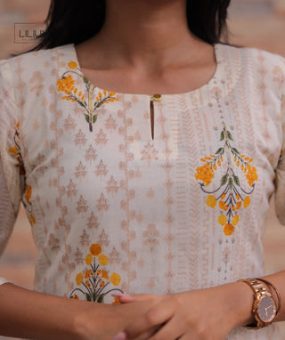 Back view of Sunlit Sand casual cotton kurti