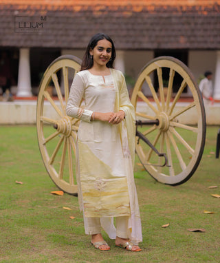 Blush Horizon soft cotton kurti set with dupatta