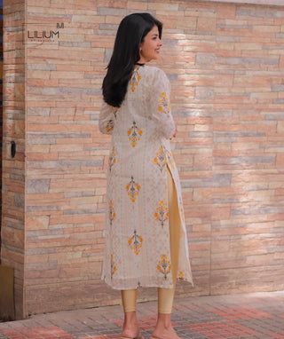 Elegant soft cotton kurti in neutral beige