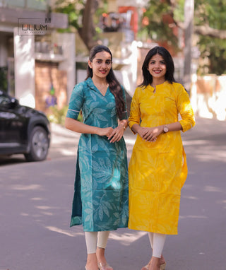 Women’s casual lemon kurti in cotton