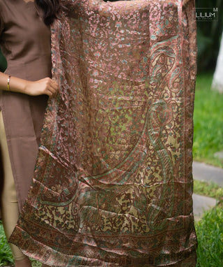 Umber Elegance Slub Muslin Kurti with Open Shawl