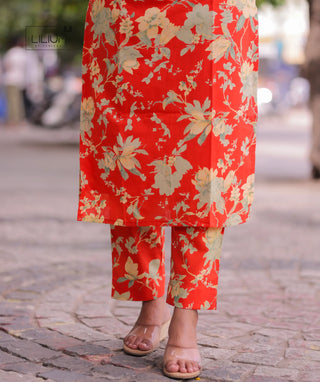Close-up of side slit on kurti co-ord design