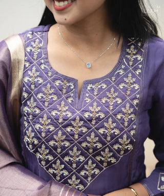 3/4th sleeve detail on Mystic Grape kurti