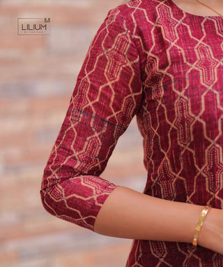 Casual wear maroon tussar kurti – back profile