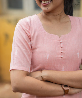 Women’s handloom cotton kurti with elbow sleeves