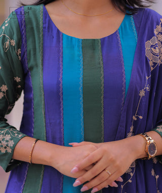 3/4th sleeve Emerald Sapphire kurti set