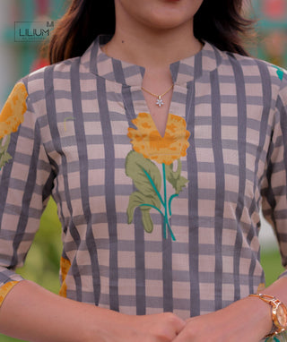 Casual wear checked cotton co-ords for women
