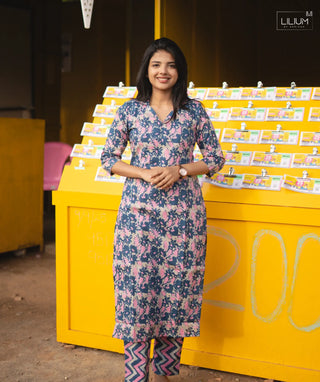 Berry Bloom cotton co-ords front view