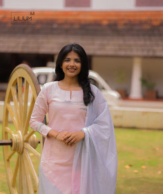Women’s 3 piece kurti set in blush horizon color