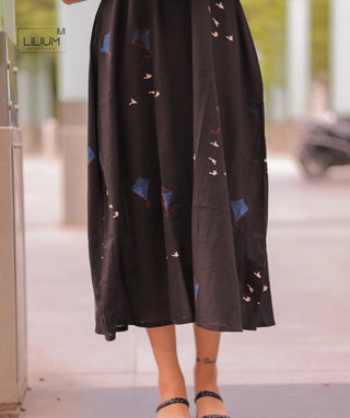 Casual cotton dress with elbow sleeves