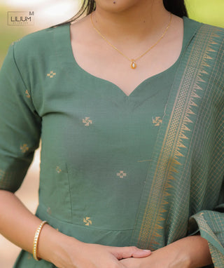 Regal Cypress Cotton A-Line 3 Piece Festive Set