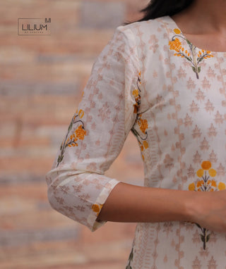 Close-up of breathable cotton kurti neckline
