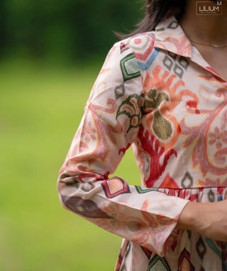 Printed Siberian cotton maxi dress for women’s festive look