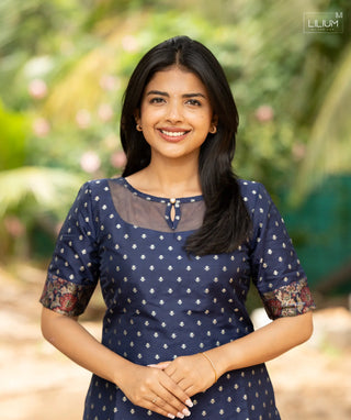 Elegant silk kurti with elbow sleeves