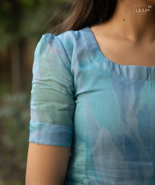 half sleeve crystal blue kurti