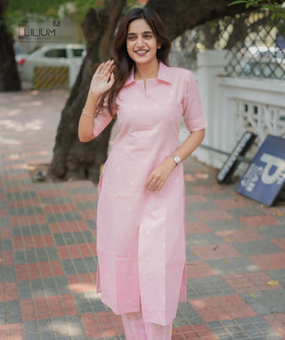 Pink Serenade handloom cotton co-ords set