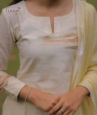 Blush pink ethnic kurti set with lining and dupatta