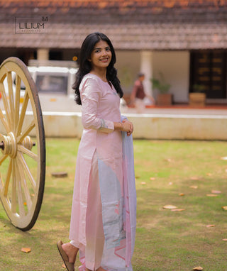 Blush horizon ethnic kurti set with lining and pockets