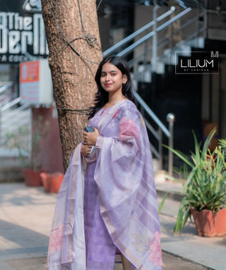 Modern ethnic tissue silk kurti in violet
