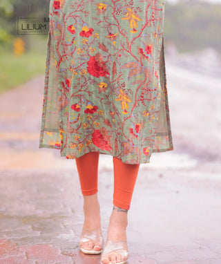 Women’s ethnic cotton kurti – Eucalyptus Rouge