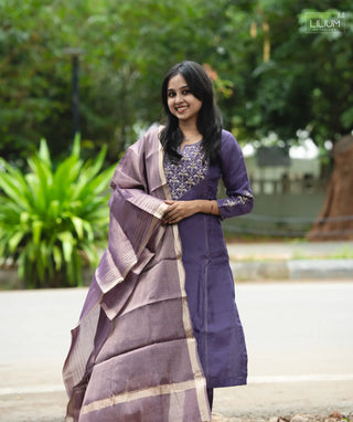 Mystic Grape muslin 3-piece set front view