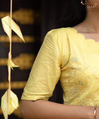 Festive wear Sapphire Mist 3 piece muslin outfit for Onam