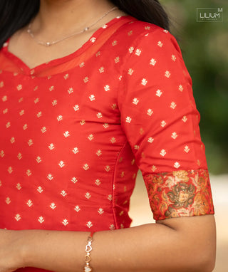Traditional silk kurti with open slit design