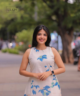 Sky Lily sleeveless cotton maxi front view