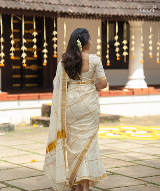 Classic Kerala saree in pure handloom cotton