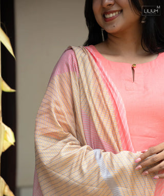 Designer Onam kurti set in Amber Dusk with soft lining
