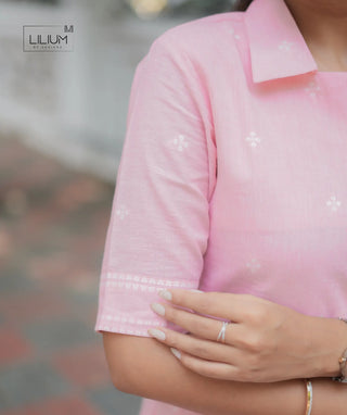 Handloom cotton co-ords with elbow sleeves