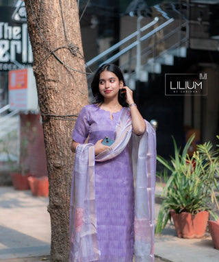 Tissue silk kurti set with matching shawl